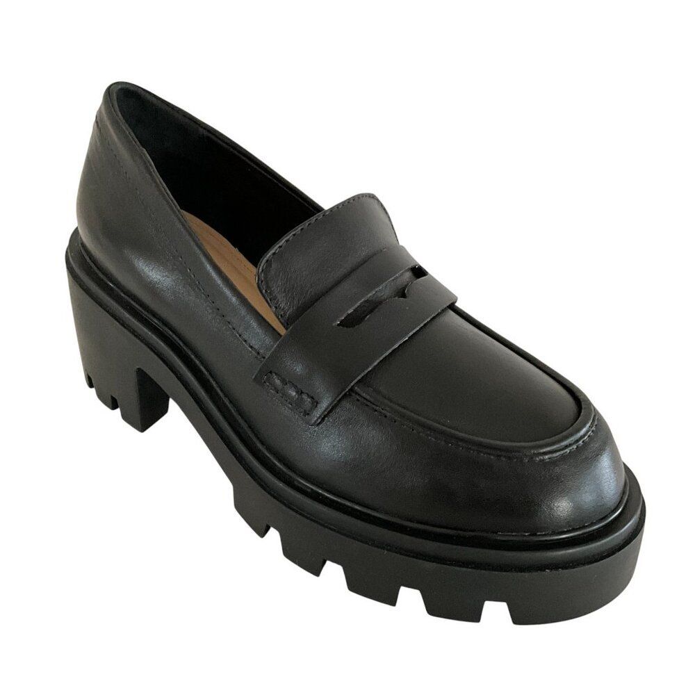 Schutz Leather Viola Tractor Penny Loafers Chunky Lug Sole 90’s Black 8.5